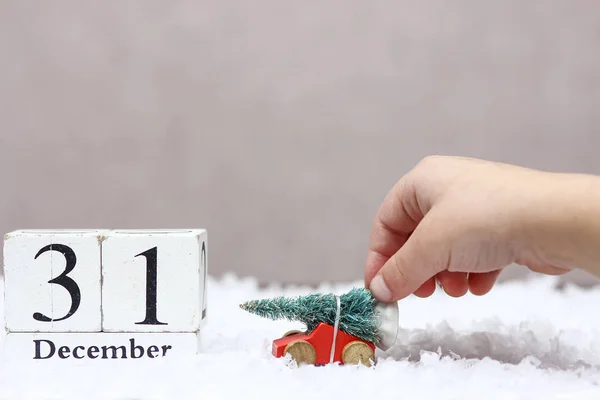 Trä jul datum med bakgrund — Stockfoto