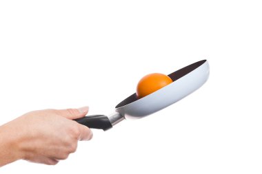 Beyaz bir arkaplan üzerinde ellerde pan