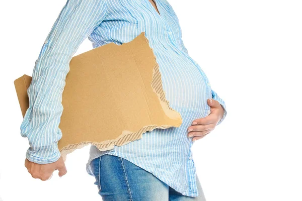 Happy pregnant girl lies on white background — Stock Photo, Image