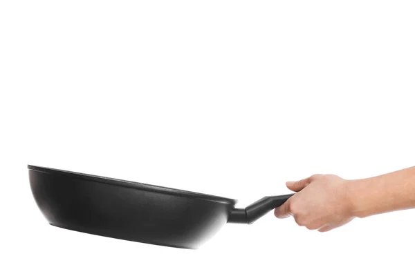 Pan in hands on a white background — Stock Photo, Image