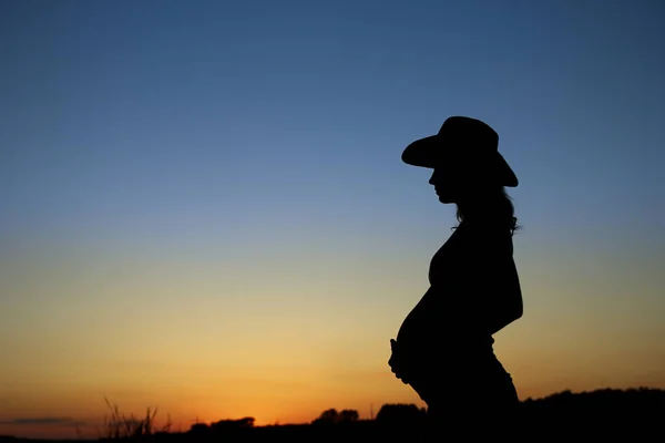 Silhouette of  Pregnant woman — Stock Photo, Image