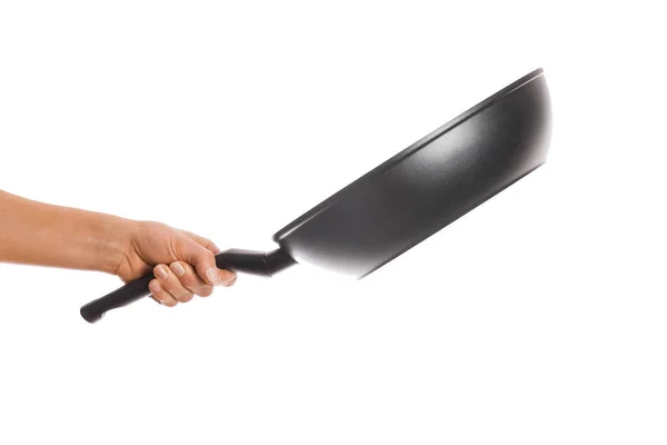 A pan in hands on a white background — Stock Photo, Image