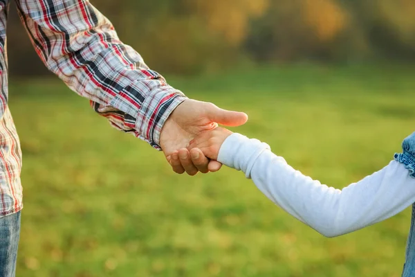 Belles Mains Parents Enfants Extérieur Dans Parc — Photo