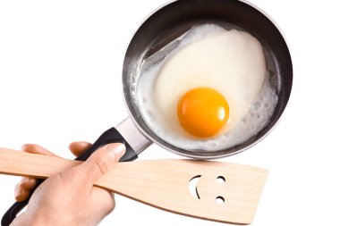 Beyaz bir arkaplan üzerinde ellerde pan