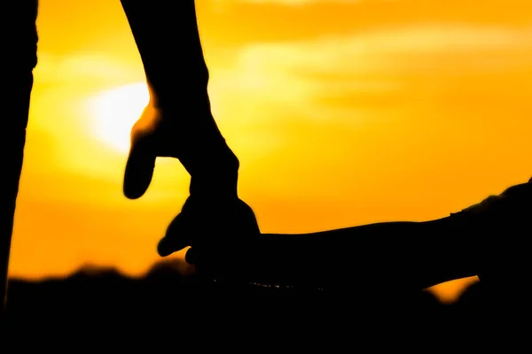 Papa Heureux Avec Enfant Dans Parc Silhouette Extérieure — Photo