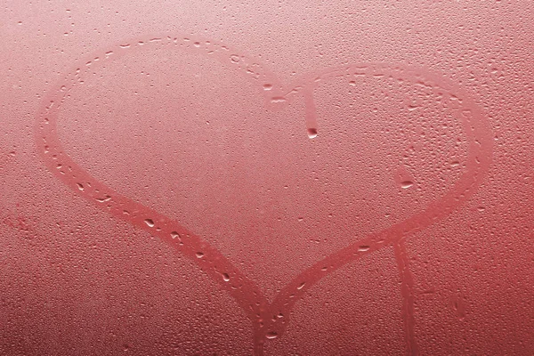 Hjärta Målat Glasfönster Med Droppar Bakgrund — Stockfoto