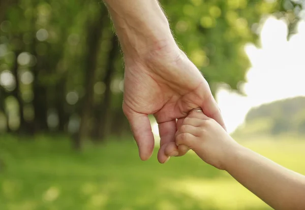 Padre Sostiene Mano Niño Pequeño —  Fotos de Stock