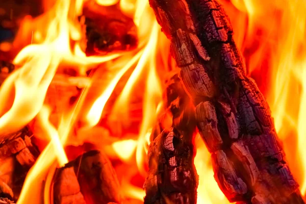 Oheň Uhlím Oheň Přírodním Pikniku Pozadí Vypálí Táborák Kvůli Jídlu — Stock fotografie