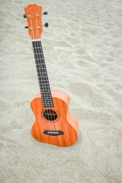 Schöne Gitarre Sand Griechischen Meer — Stockfoto