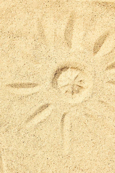Disegnare Nella Sabbia Vicino Mare Natura Viaggio Sfondo Mano Disegnata — Foto Stock