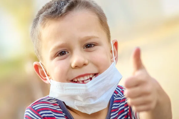 Enfant Masqué Coronavirus Air Protection Contre Les Particules Polluées Par — Photo