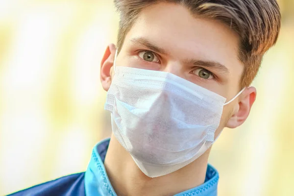 masked man from coronavirus and air. Protection against PM 2.5 air polluted from the virus in Europe and Asia