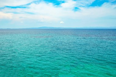 Parktaki arka planda deniz kenarında güzel bir doğa.