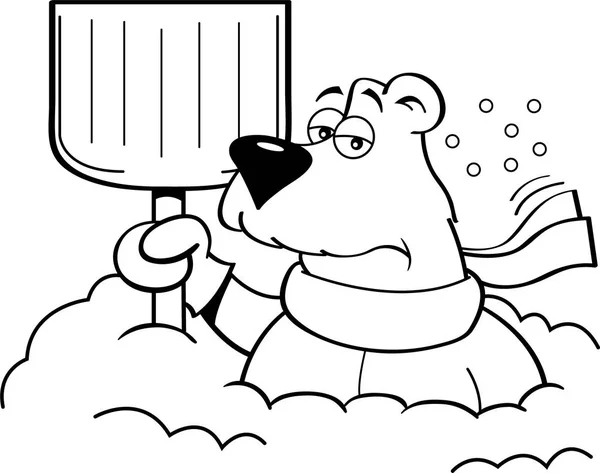 Dibujos animados oso polar sosteniendo una pala de nieve . — Archivo Imágenes Vectoriales