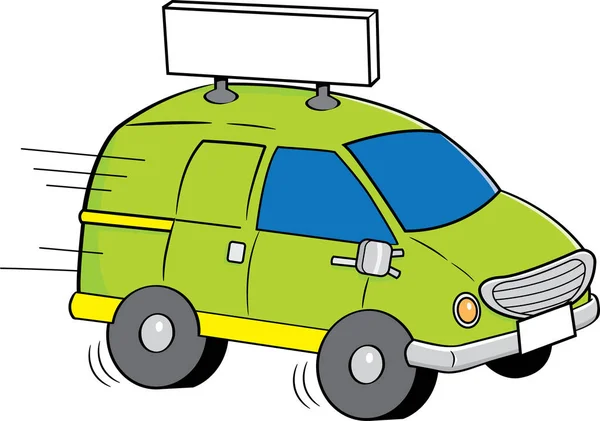 Cartoon-Van mit einem Schild. — Stockvektor