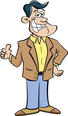 Çizgi film gülümseyen adam Yaşasın vererek.