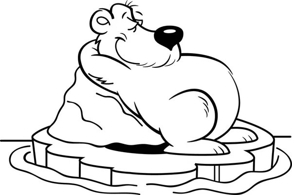 Γελοιογραφία πολική αρκούδα τοποθέτηση ενός παγόβουνου. — Διανυσματικό Αρχείο