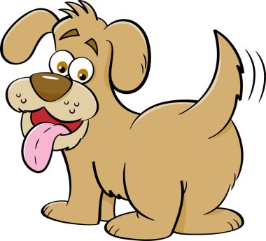 Karikatür mutlu köpek geriye doğru seyir.