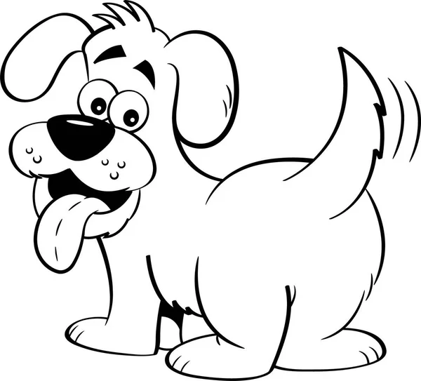 Мультфильм о счастливой собаке, оглядывающейся назад . — стоковый вектор