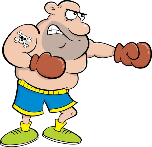 Cartoon boxer punching. — Stock Vector