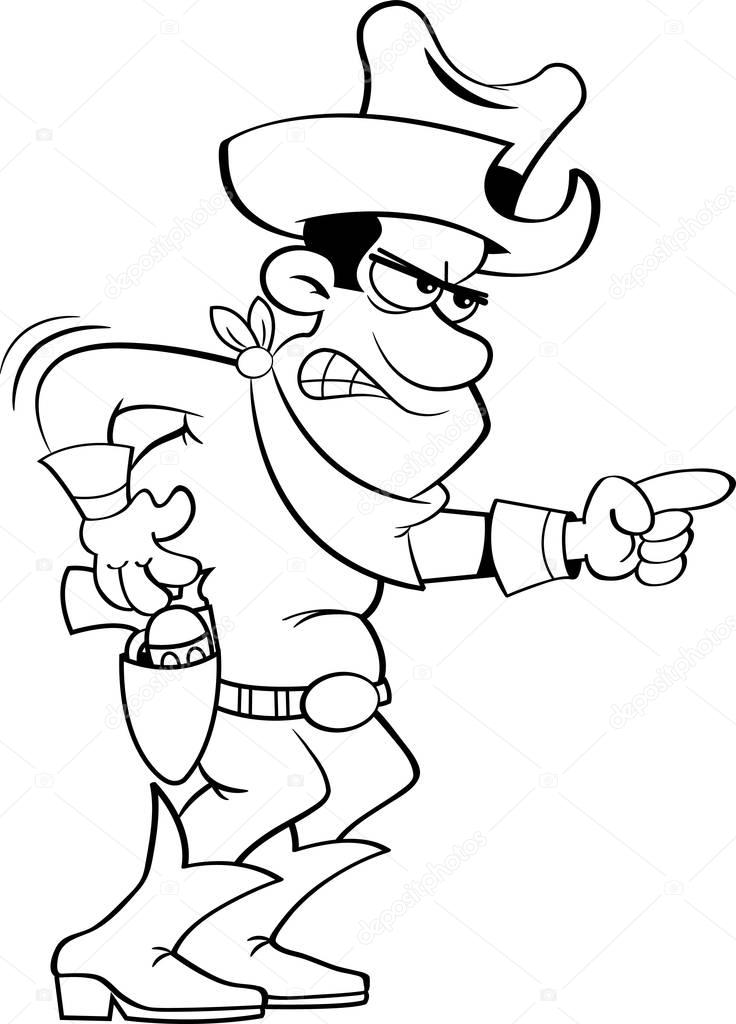 Cartoon angry cowboy.
