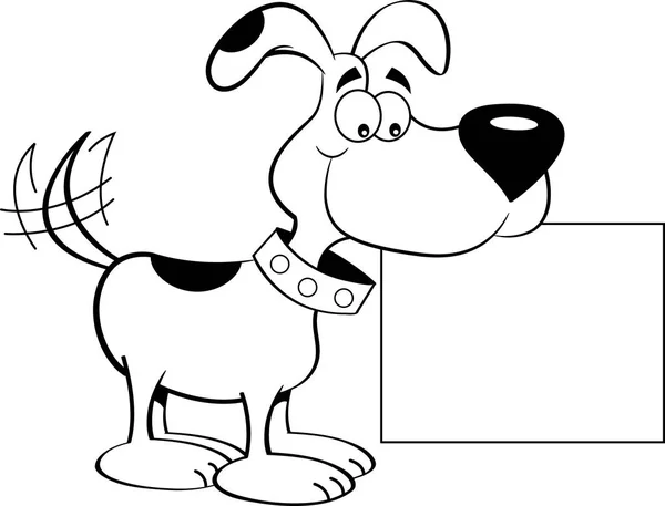 Cartoon gelukkige hond houden een teken. — Stockvector