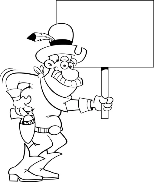 Cowboy dessin animé tenant un signe . — Image vectorielle