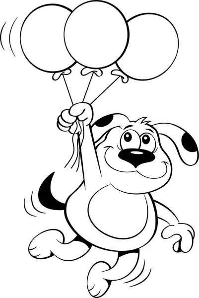 Cartoon dog holding balloons. — Stock Vector