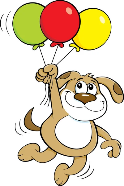 Cartoon dog holding balloons. — Stock Vector