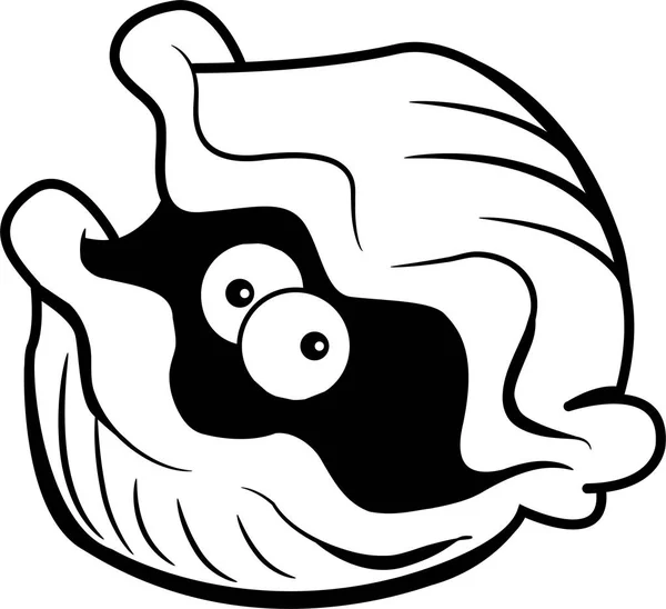 Fekete Fehér Illusztráció Kagyló Nagy Szemek — Stock Vector