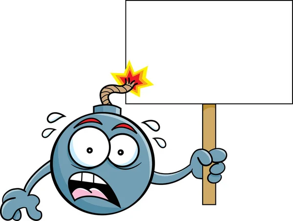 一个担心的炸弹与点燃的保险丝持有标志的卡通插图 — 图库矢量图片