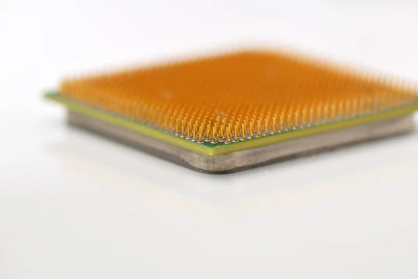 Central Processor Unit Golden Pins Core Copy Space Shallow Depth — Stock Photo, Image