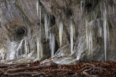 Kuzey Slovakya Velka Fatra milli parkta buz oluşumları Mazarna mağara.