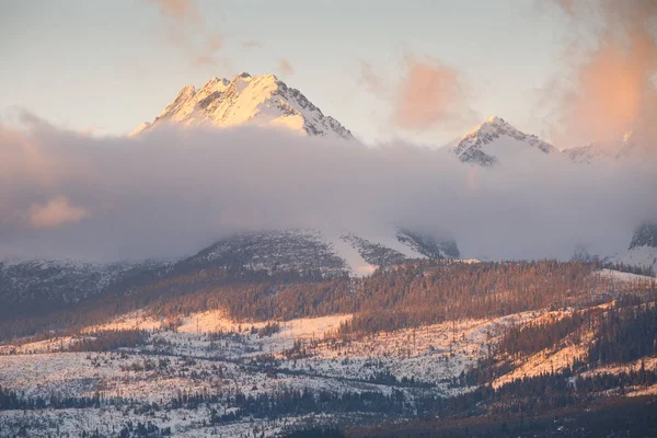 Vinterlandskap Med High Tatras Bergskedja Norra Slovakien — Stockfoto