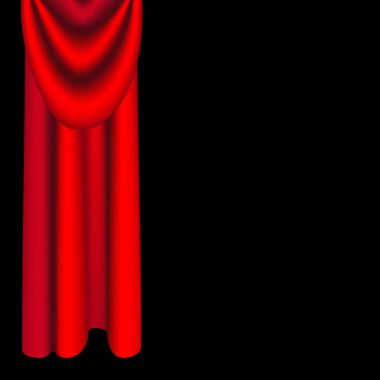 Kırmızı georgeus perdeleri ve siyah arka plan üzerine draperies