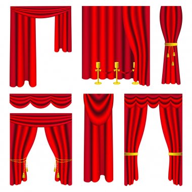 Kırmızı lüks perde ve beyaz arka plan üzerinde draperies