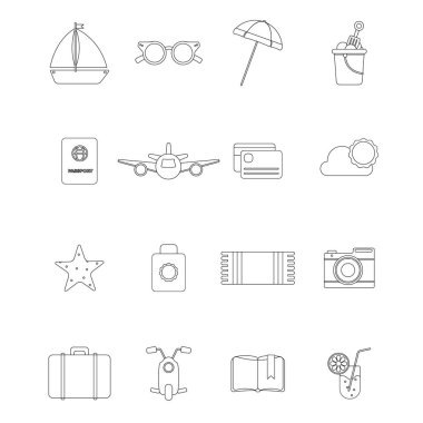 Farklı yaz simgeleriyle aşağıdaki gibi ayarlayın: gemi, güneş gözlüğü, umbr