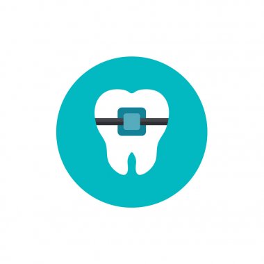 Diş diş telleri düz simgesi yeşil daire arka plan üzerinde