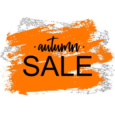 Vektör çizim. Sonbahar Satılık kartı, boya turuncu splodge şablonu