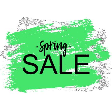 Vektör çizim. Bahar satış kartı, boya yeşil s şablonu