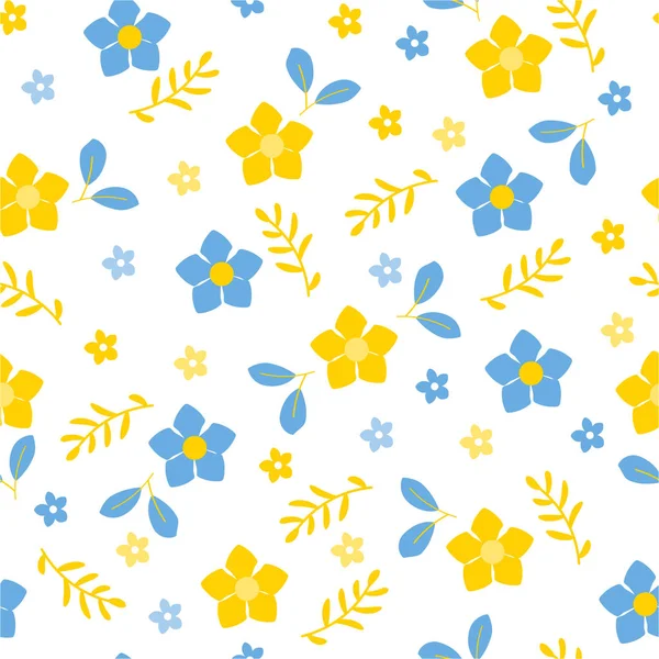 Ilustración vectorial. Fondo de flores. Pintura azul y amarillo — Vector de stock