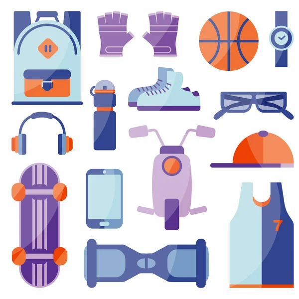 Vector Illustration. Clothing and shoes for active recreation. E