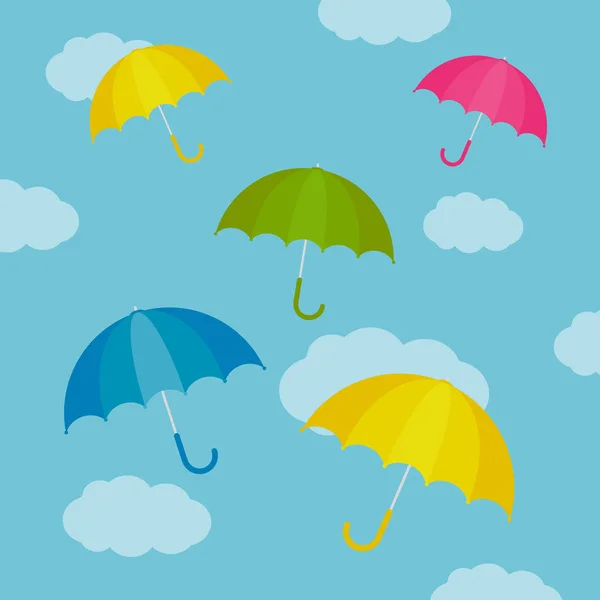 Illustration vectorielle. Parapluie coloré avec nuages. Parapluie — Image vectorielle