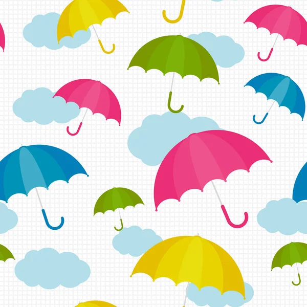 Illustration vectorielle. Parapluie coloré motif ensemble avec des nuages . — Image vectorielle
