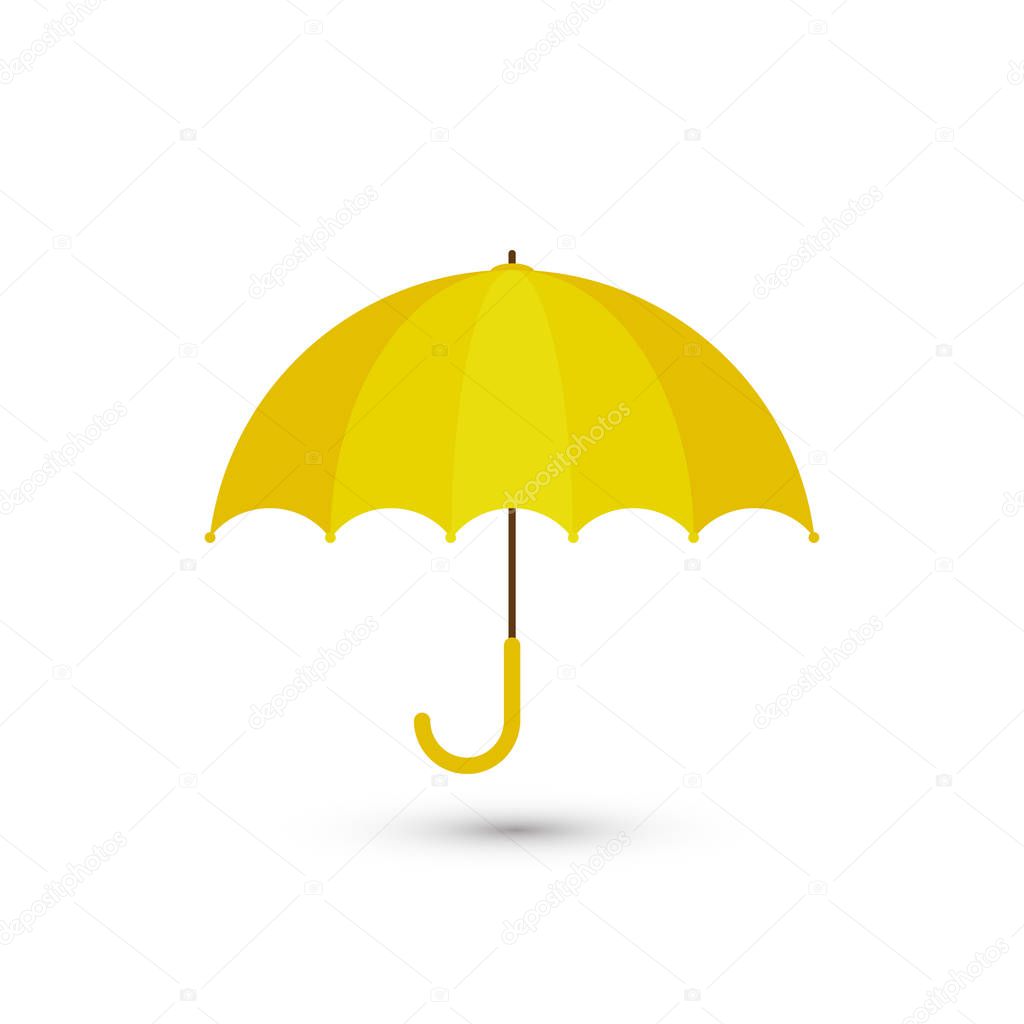 Vector Illustration. Yellow umbrella icon. Yellow umbrella isola