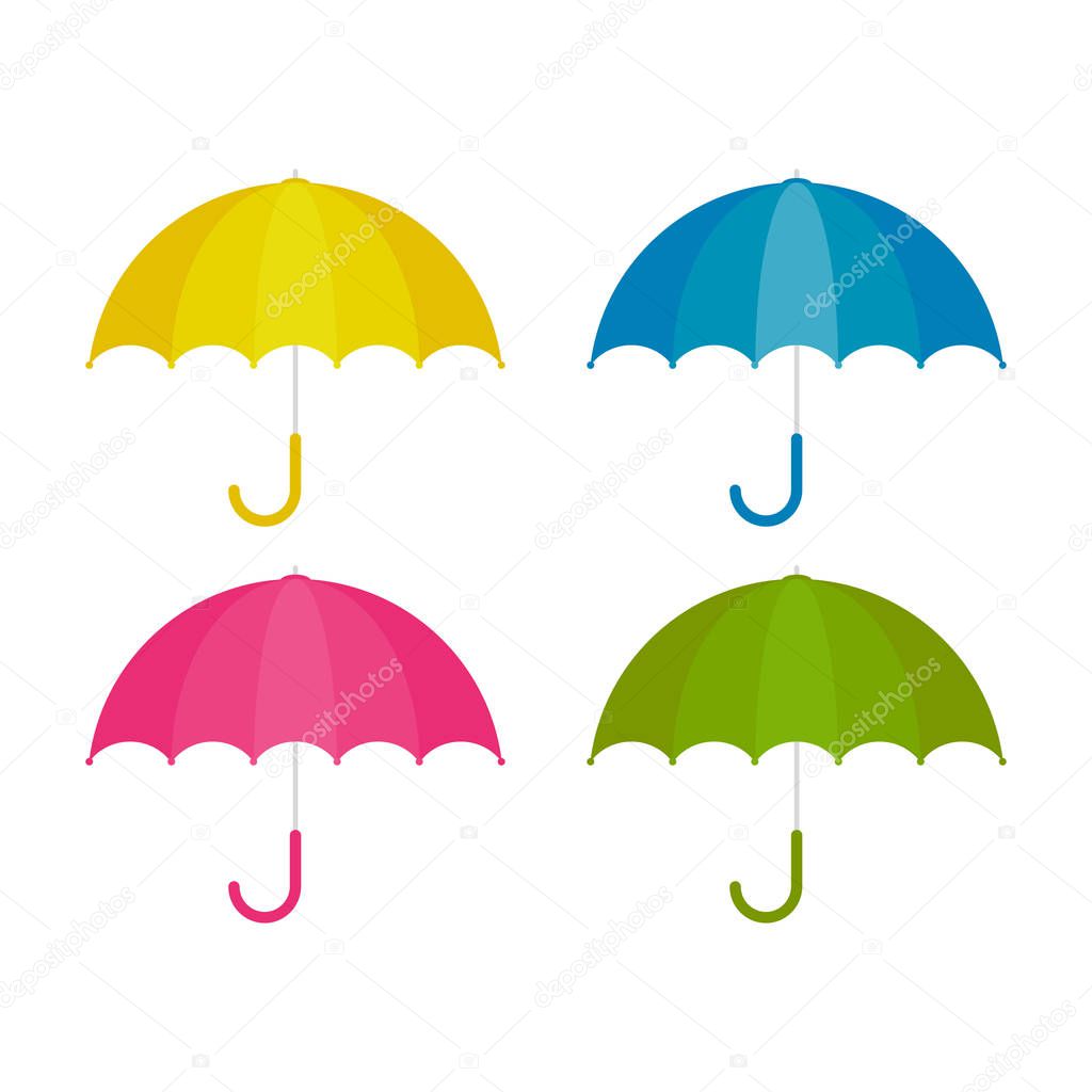 Vector Illustration. Set of umbrellas on white background. Umbre