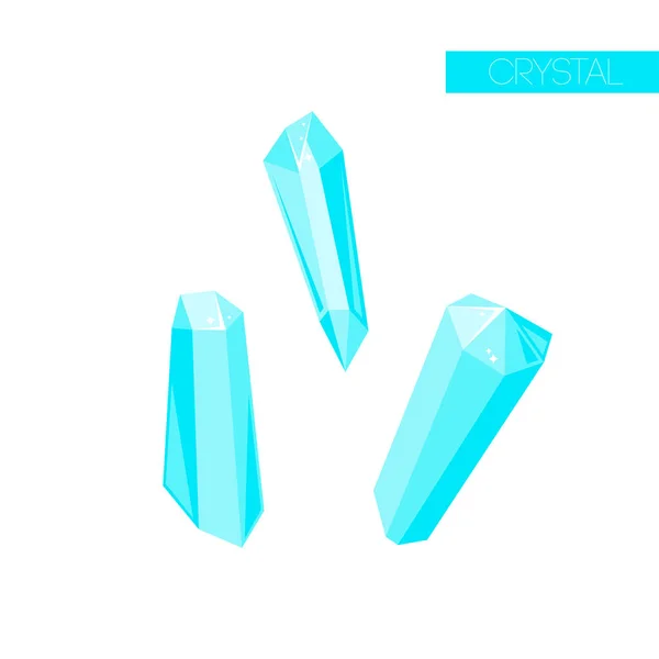 Набор изолированных кристаллов в стиле мультипликационного вектора — стоковый вектор