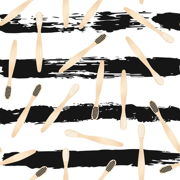Sömlöst mönster med bambu toorhbrush — Stock vektor