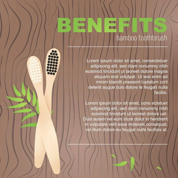 Cartaz de dentista com escova de bambu —  Vetores de Stock