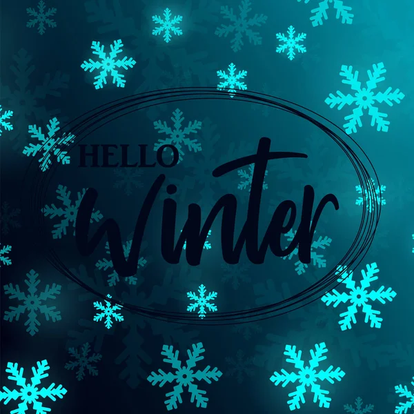 Hola invierno copo de nieve de fondo — Vector de stock